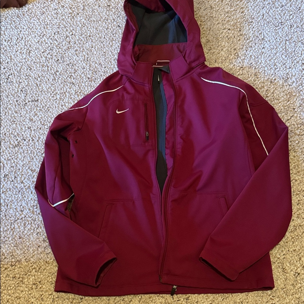 Nike Burgundy Hooded Jacket with White Trim